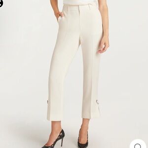 Cinq à Sept Cream Cropped Pants with Embellished Detail